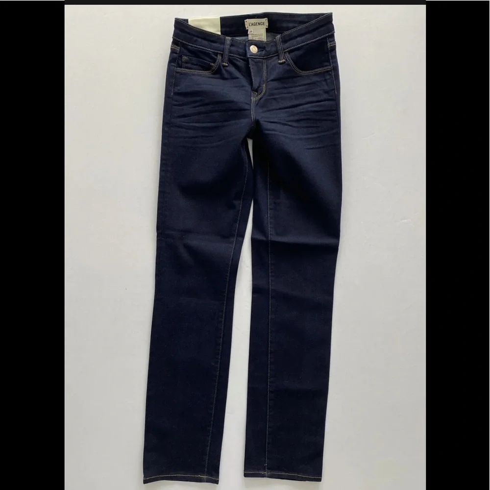 L'AGENCE Coco Mid-Rise Slim Straight Leg Jean Dark Wash 24 25 28 30 31 NWT - Picture 2 of 7
